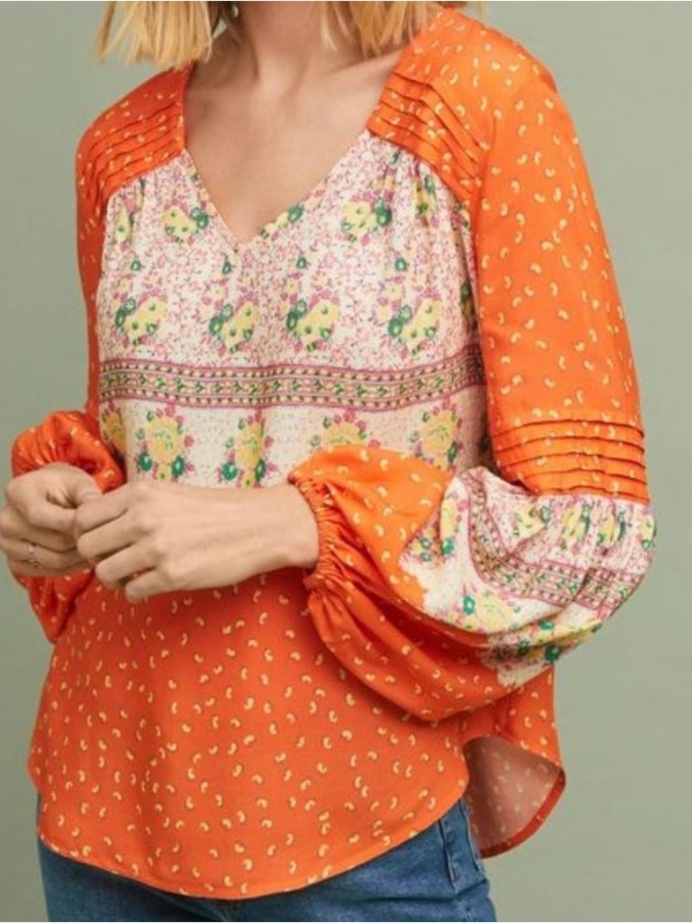 Maeve Orange Floral Peasant Blouse